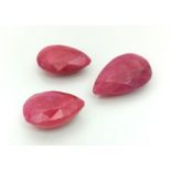 37.23 Ct Faceted Ruby Gemstones Lot of 3 Pcs, Pear Shapes, IGL&I Certified