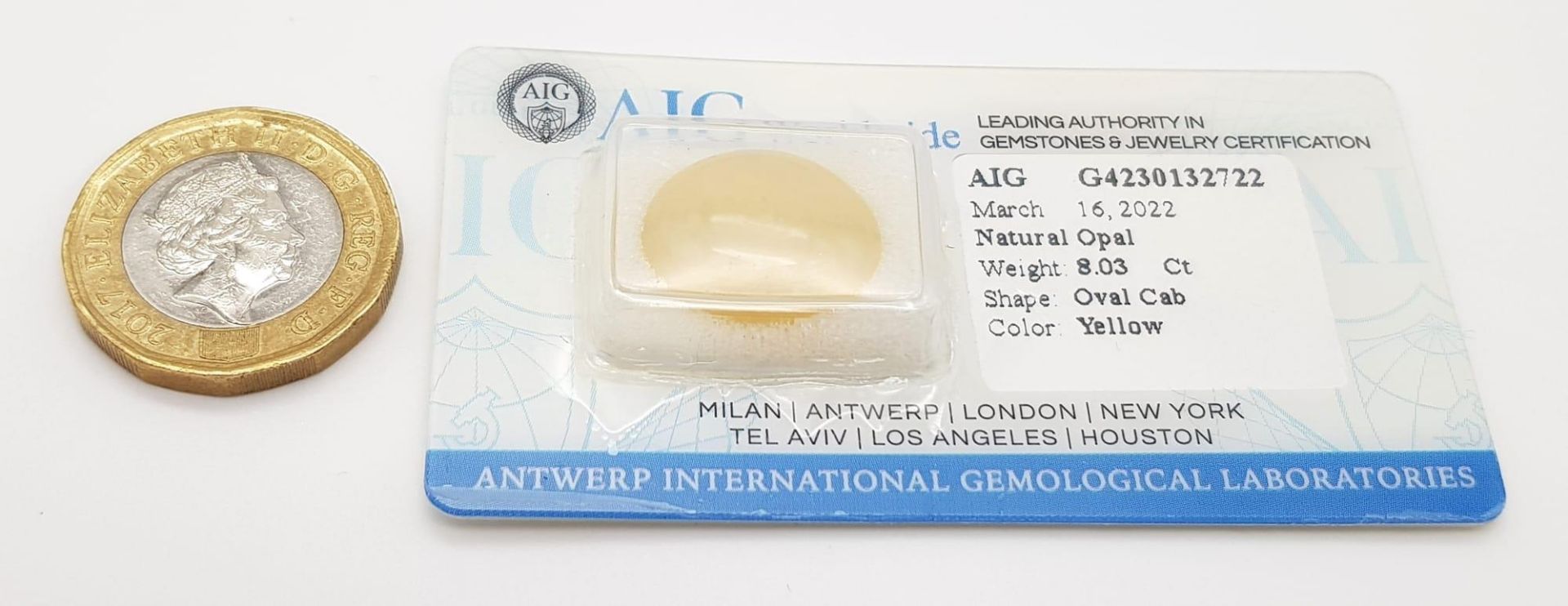 8.03ct Ethiopian Opal Gemstone Sealed with AIG Milan Italian Certification - Image 4 of 4