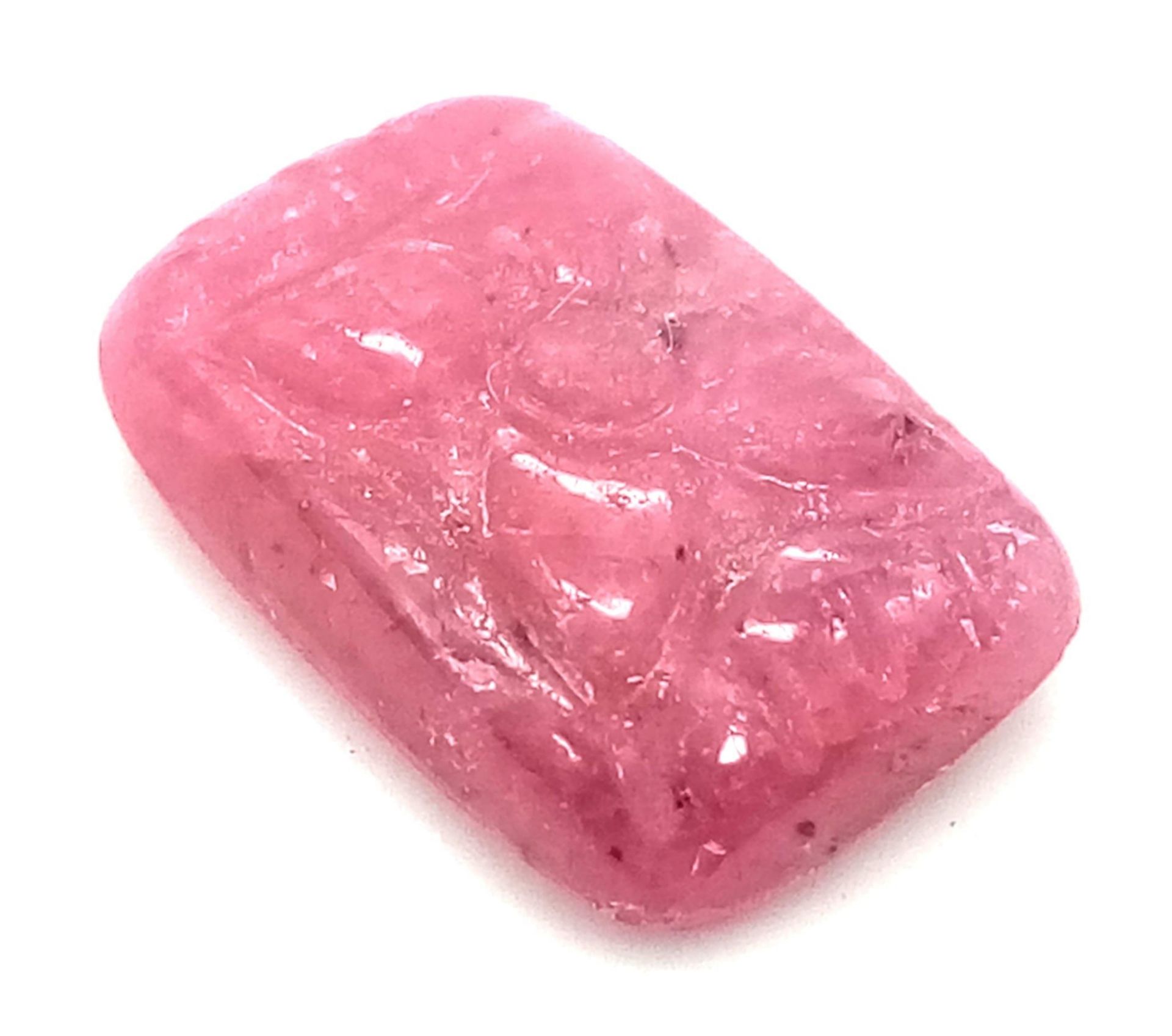 4.30Ct Carved, Natural Burma Ruby, Rectangular Shape, Comes with GRS Lab Certified - Bild 2 aus 5