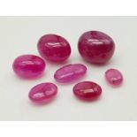 A 17.91ct Loose Ruby Gemstone. Oval cabochon. Lot of 7 Pieces. Fissure filled. IGL&I Certified.