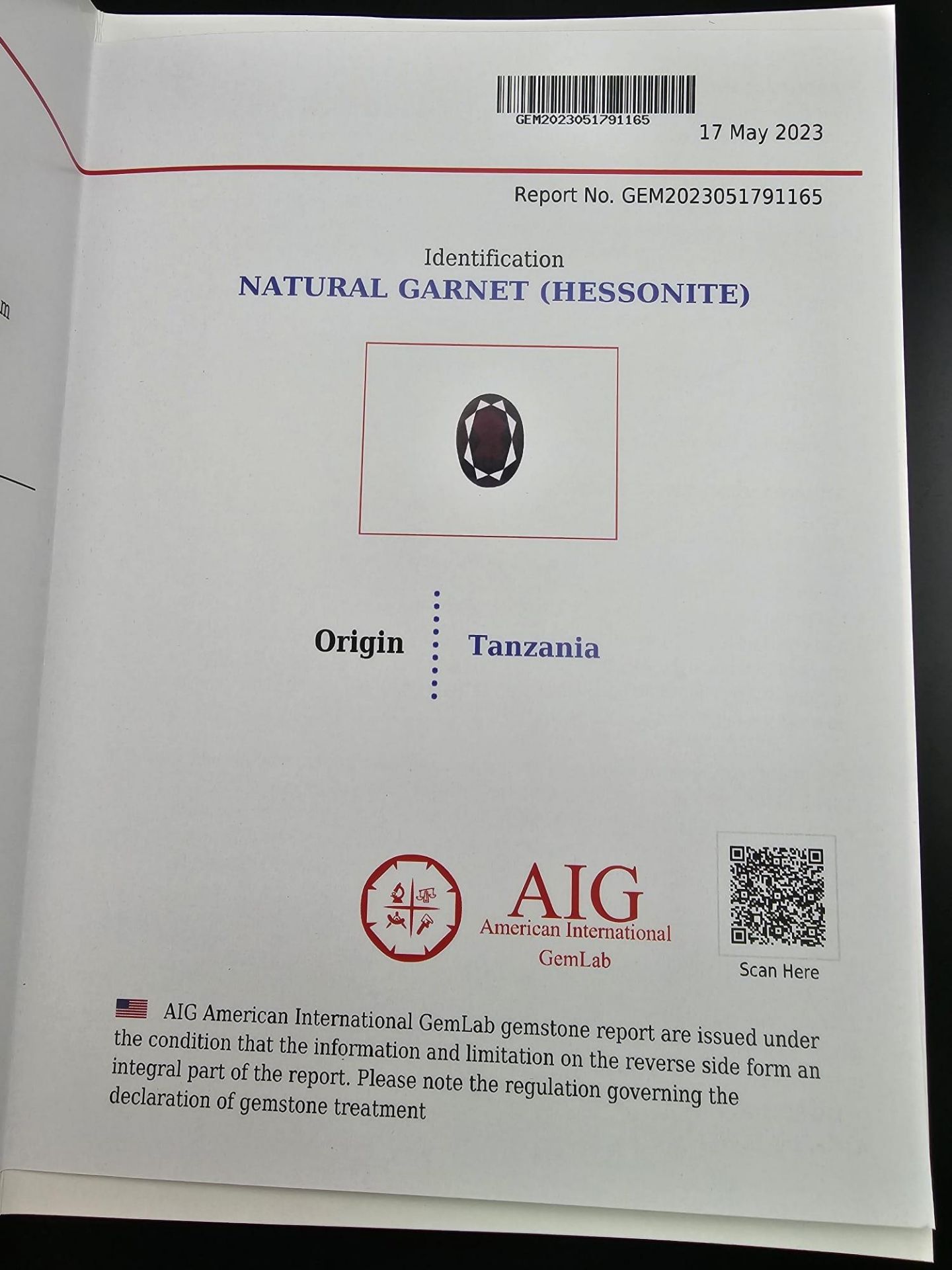A 6.44ct Tanzanian Hessonite Garnet Gemstone. AGI American Lab Certified. Comes in a sealed - Image 3 of 4