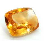 123Ct Faceted, Natural Brazilian, Citrine, Cushion Shape, Comes with GRS Lab Certified