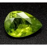 A 2.53ct Pakistani Peridot Gemstone. Pear shaped and comes with a GFCO Swiss Certificate.