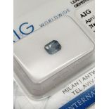 An 0.56ct Eye Clean Blue Sapphire Gemstone in a Sealed Blister Pack. AIG Milan Certified.