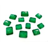 A 101.30ct of Natural Faceted Green Onyx Lot, include 12 Pcs. In Rectangular Shapes and comes with a