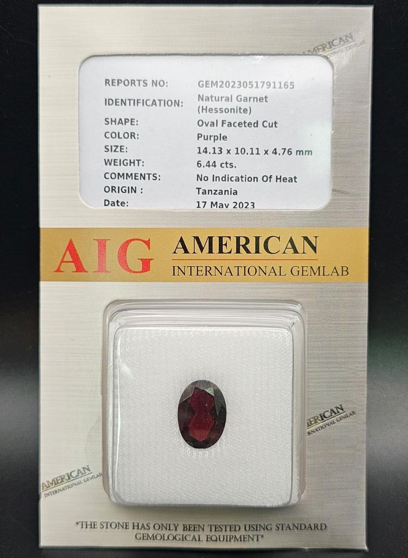 A 6.44ct Tanzanian Hessonite Garnet Gemstone. AGI American Lab Certified. Comes in a sealed - Image 2 of 4