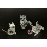 3 BRAND NEW SWAROVSKI CRYSTAL FIGURES OF CATS (SEE PHOTO'S)