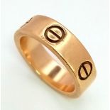 18K YELLOW GOLD CARTIER STYLE LOVE BAND RING, WEIGHT 9.8G SIZE L