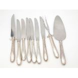 A Selection of Eight Vintage Sterling Silver Cutlery and Utensils of the Same Handle Design.