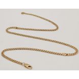 A Stylish 9K Yellow Gold Flat Curb Link Chain/Necklace. 45cm necklace length. 12.71g