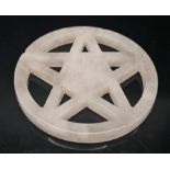 A Large Rose Quartz Pentagram Circular Figure. The perfect occult paperweight or cabinet of