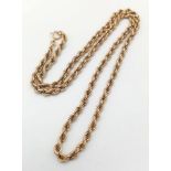 A Vintage Italian 9K Yellow Gold Rope Necklace. 44cm. 5.45g