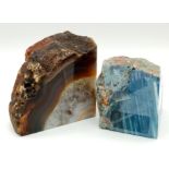 Two Brazilian Polished Banded Agate Book-Ends. 9cm x 9cm. 9cm x 7m.