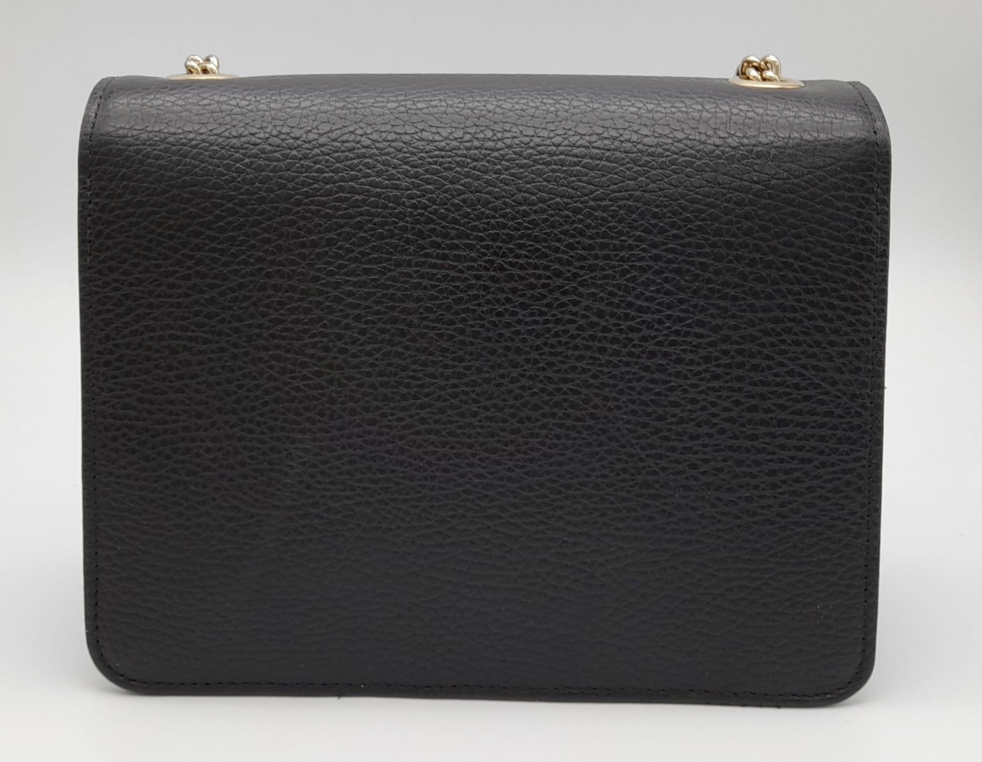 A Classic Gucci Interlocking Black Leather Hand/Shoulder bag. Gold tone hardware, Built in chain - Bild 3 aus 8