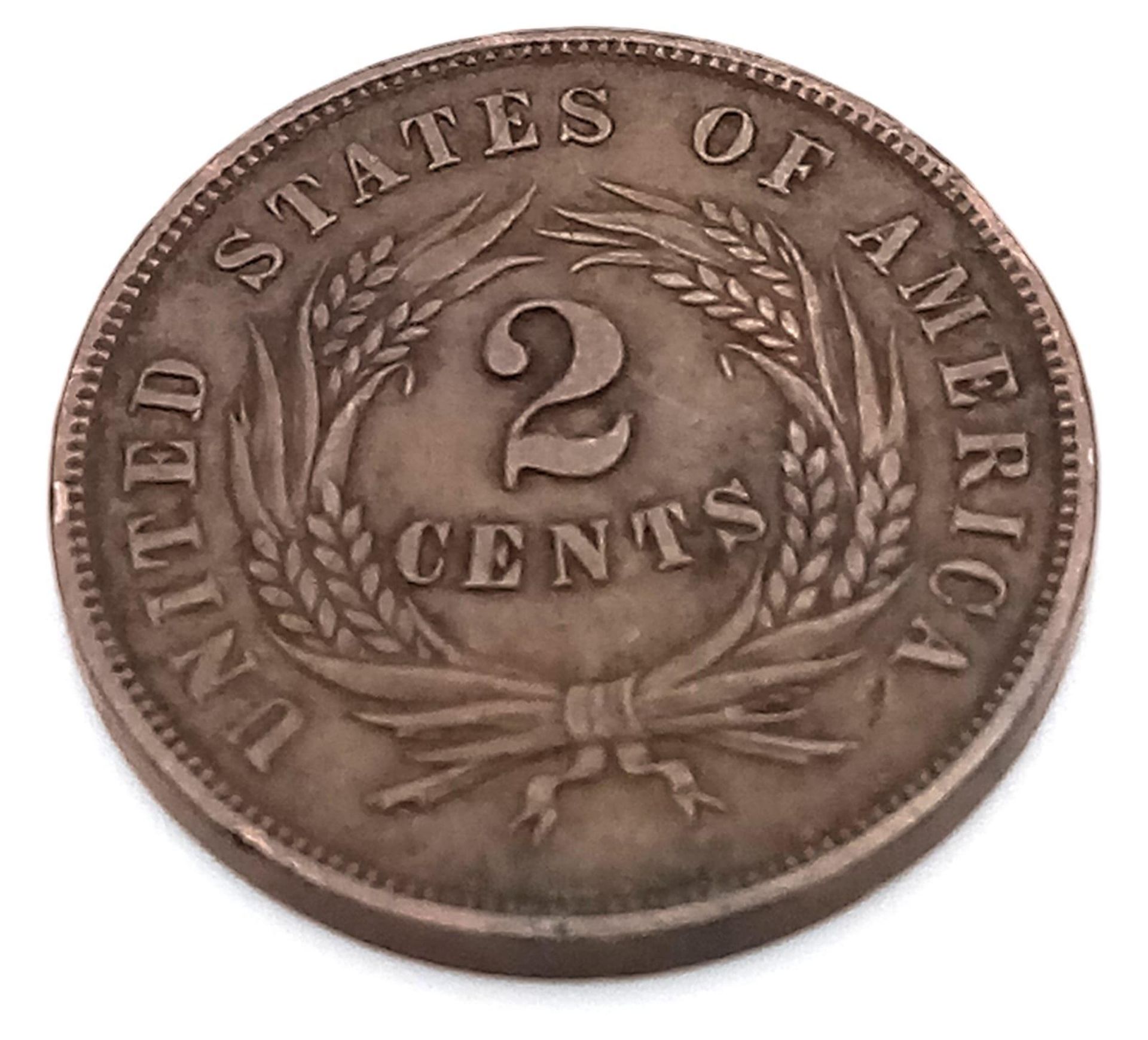 An Extremely Fine Condition (Sheldon Scale) 1864 USA 2 Cents Coin. - Bild 3 aus 7
