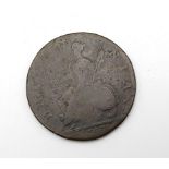 A 1747 George II Copper Half Penny Coin. Near Fine.