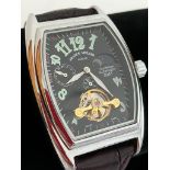 Gentlemans AUTOMATIC MOONPHASE SKELETON WRISTWATCH. Having skeleton works to front and back with