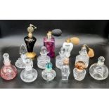 A Wonderful Collection of Fourteen Vintage Glass and Ceramic Perfume Bottles and Atomizers.