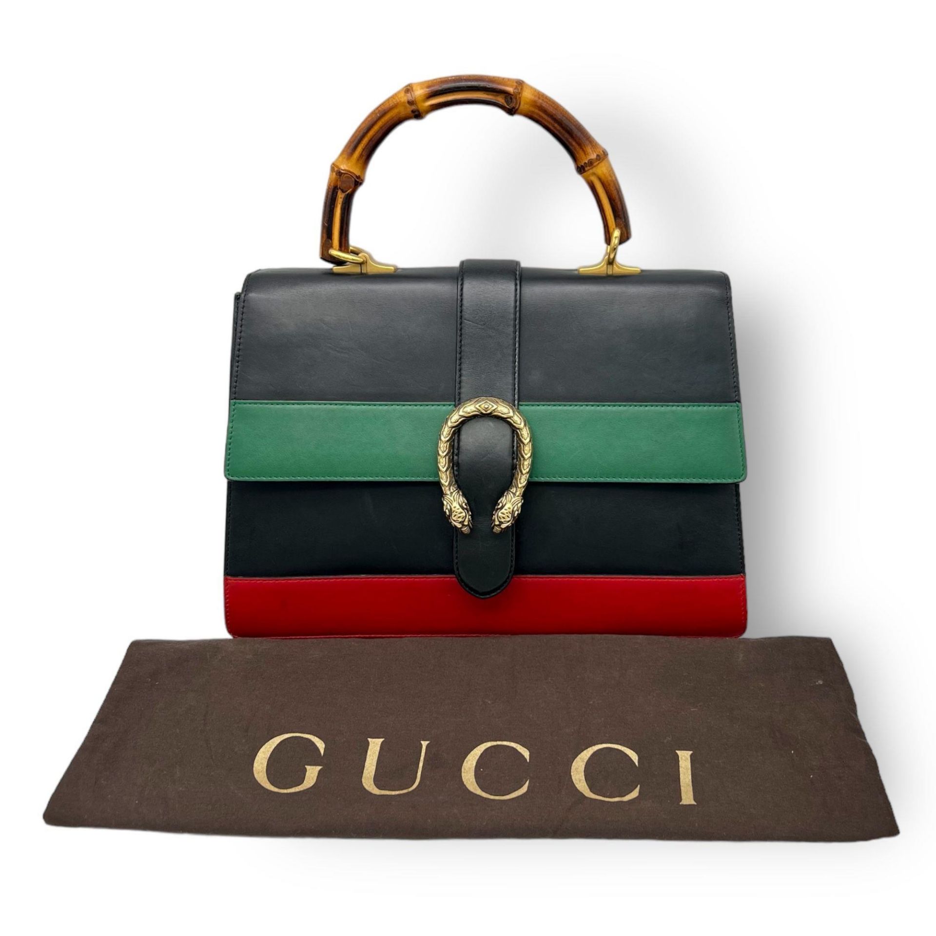 A Gucci Dionysus Bamboo Multi-Colour Leather Handbag with Dust Cover. Red, green and black - Bild 6 aus 9