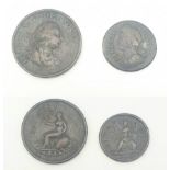 A George II 1747 Copper Farthing (NF) and a George III 1799 Copper One Pence Coin (NF).