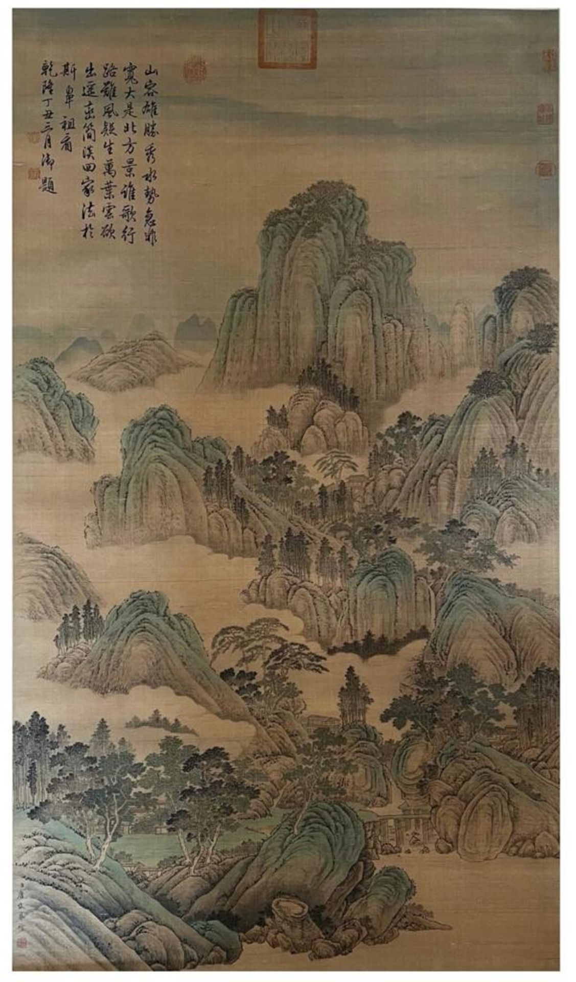 A Chinese Ink and Watercolour Landscape Scroll Artwork Attributed to Tang Dai (1673-1752). Inscribed - Image 2 of 5