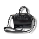 A Luxury Givenchy Mini Antigona Black Leather Hand/Shoulder Bag. Rich black leather with silver tone