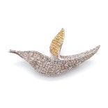 A 3.9ct Diamond Leaf Brooch in a Two-Tone Finish. Set in 925 Silver. Comes with a presentation