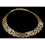 A Cartier 18K Yellow Gold and Diamond Maillon Necklace. Brilliantly crafted with gate links and (