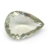A large (38.95 carats), green amethyst (often called Prasiolite ). Pear shaped in excellent