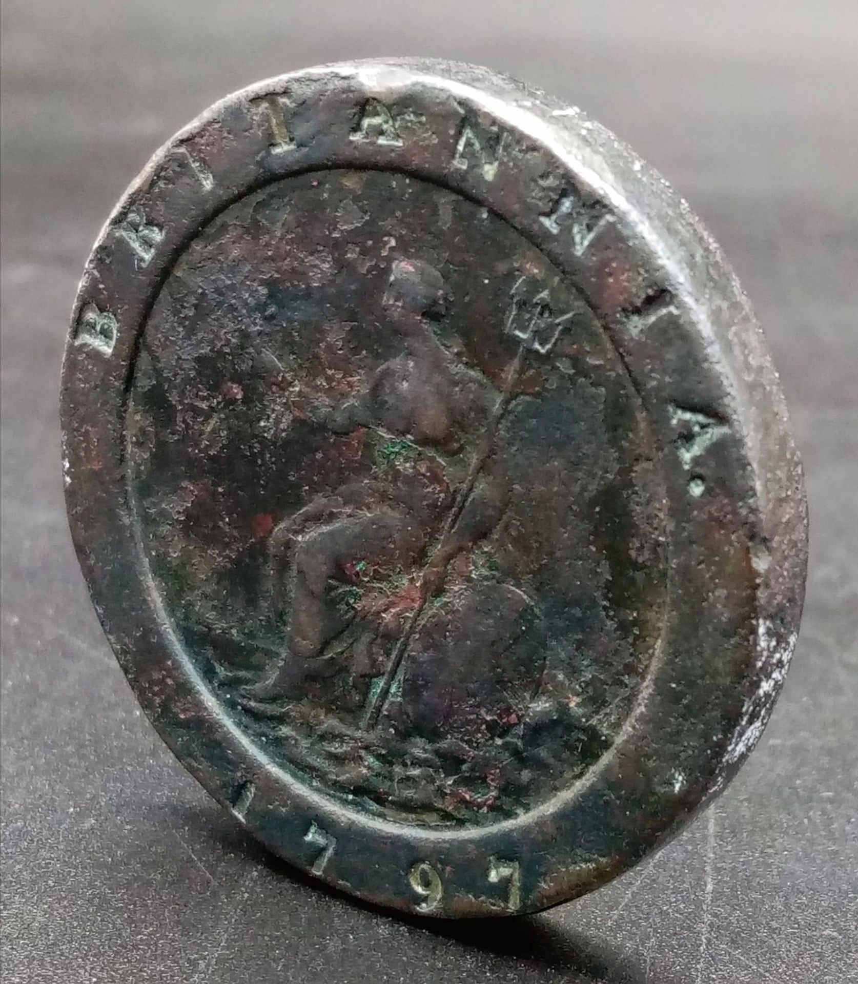 A 1797 Cartwheel Twopence King George III, see photos for condition. a/f