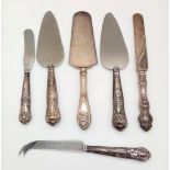 A Selection of Six Pieces of Sterling Silver Cutlery. All have the same handle design. Please