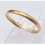 A Vintage 22K Yellow Gold Thin Band Ring. Size O. 1.76g