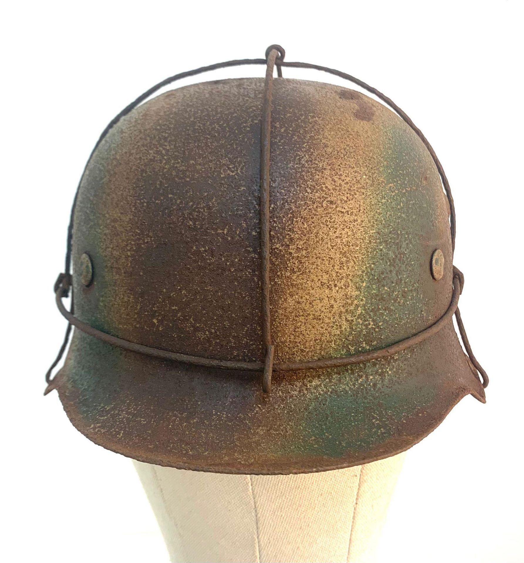 WW2 German M42 Helmet and liner in Normandy Camouflage.