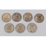 A Rare Full Set of 7 Pre-1947 Consecutive Date Run WW2 Silver Six Penny Coins 1939-1945 Inclusive. 6