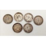 A Parcel of 6 Pre-1920 Silver 3 Penny’s Comprising Dates: 1904, 1907, 1911, 1912, 1913, 1919. (