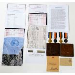 A poignant family group of medals consisting of the British War Medal and Victory Medal pairs,