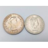 A 1964 Silver Bermuda Crown Coin Plus a 1953 New Zealand Crown Cupro-Nickel Coin. Please see