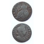 A 1701 William III Half Pence Coin - Unbarred A's in the Word Britannia.