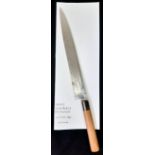 A Vintage 1970's ish Japanese Chefs knife signed SAKAI ICHIMONJI MITSUHIDE with Samurai Sword