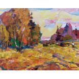 Oil painting Autumn field Kalenyuk Alex. "№Kalen 289 ""Autumn Field"" is a stunning example of