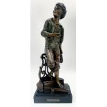A Large French Art Noveau Spelter Figure of a Young Man - Passage Du Gue (The Ford). 35cm height.
