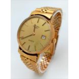 A 9K GOLD ROTARY GENTS QUARTZ WATCH ON A SOLID 9K GOLD STRAP , FULL WORKING ORDER ,34mm TOTAL WEIGHT