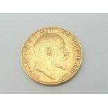 A 1904 Edward VII 22k Gold Full Sovereign Coin. VF but please see photos.