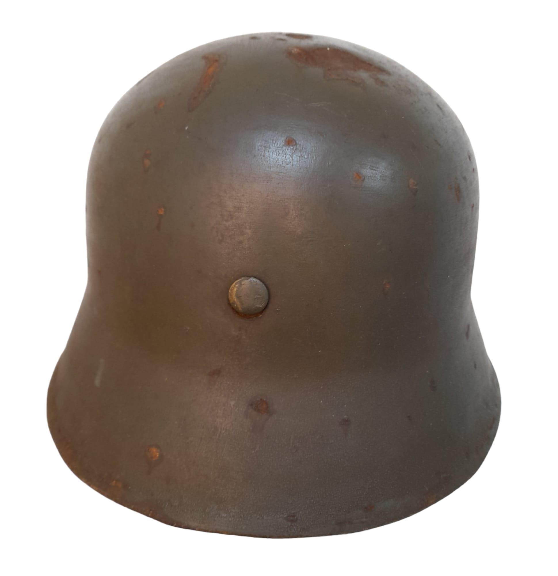 WW2 German Allgemeine SS Officers M18 Pattern Parade Stahlhelm Helmet. Dark green paintwork with - Image 3 of 5