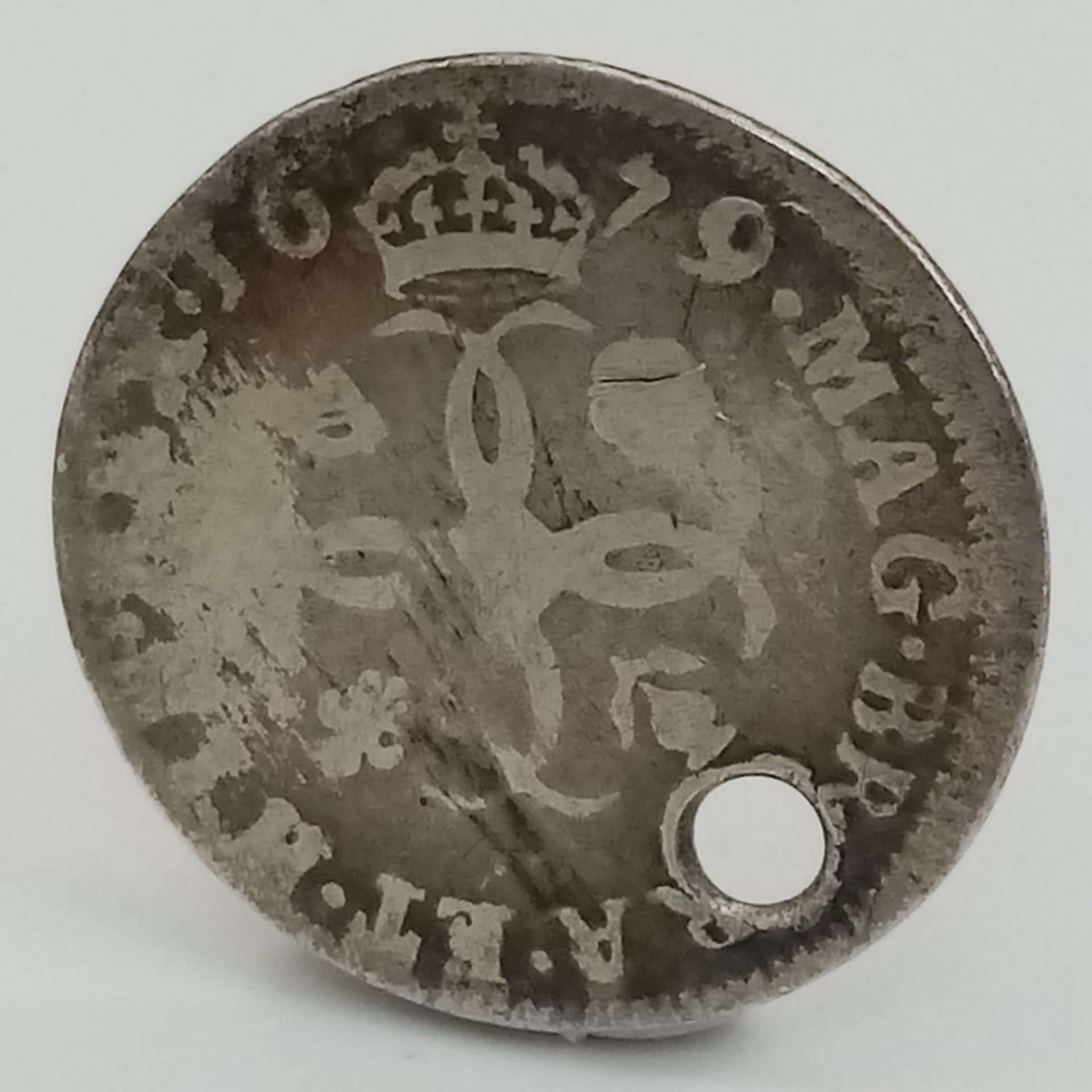 A 1679 Dated Maundy Charles II Silver Four Penny Coin Drilled as Pendant. - Image 2 of 2
