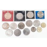 A Parcel of 15 UK Commemorative Coins Comprising: 2 x 1953 Crowns, 2 x 1965 Churchill Crowns (1