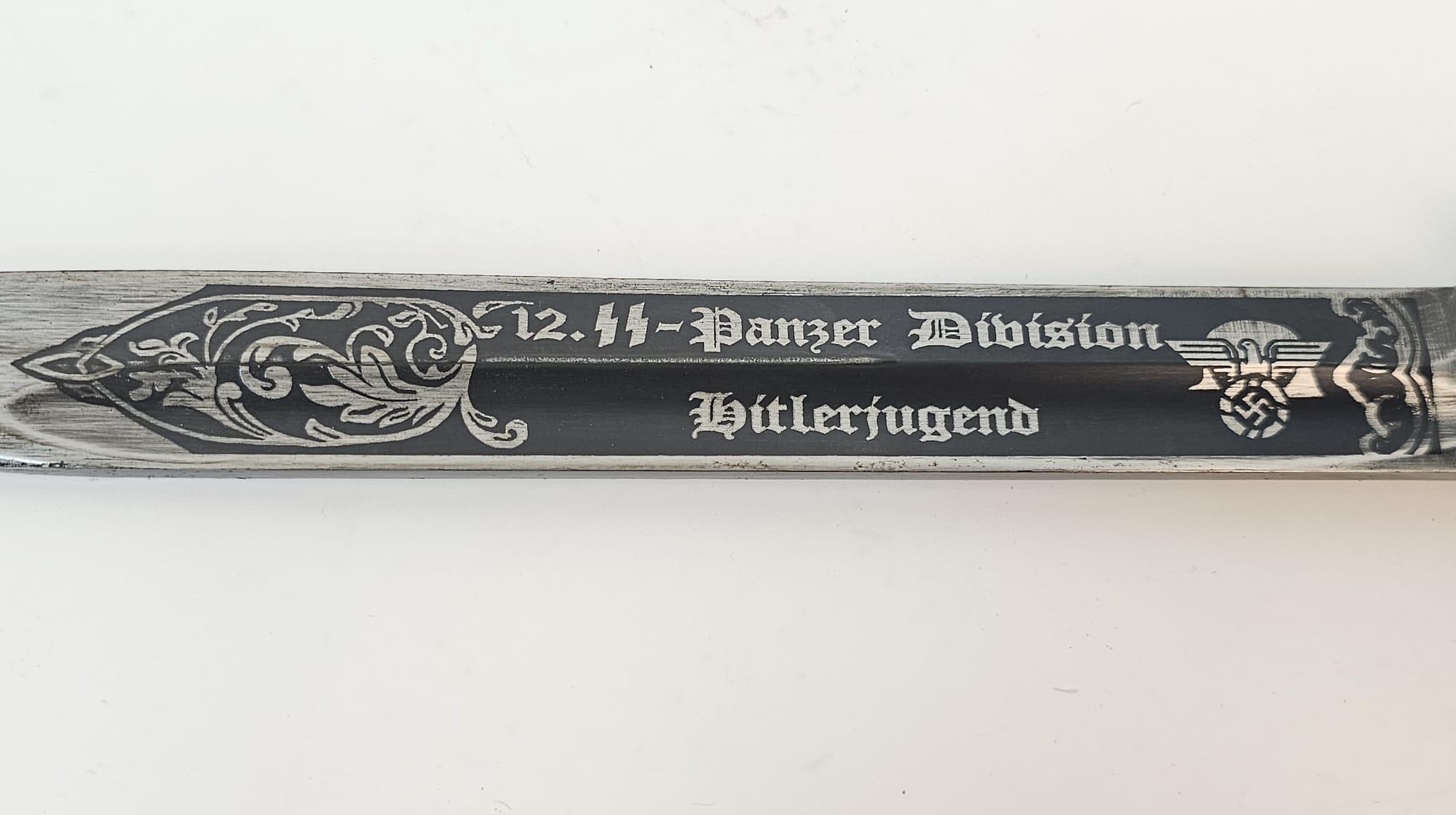 3rd Reich Acid Etched Mauser K-98 Bayonet Dedicated to: 12th SS Panzer Division Adolf Hitler. - Image 3 of 14