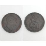 A British 1831 William IV Penny Coin. Please see photos for conditions.
