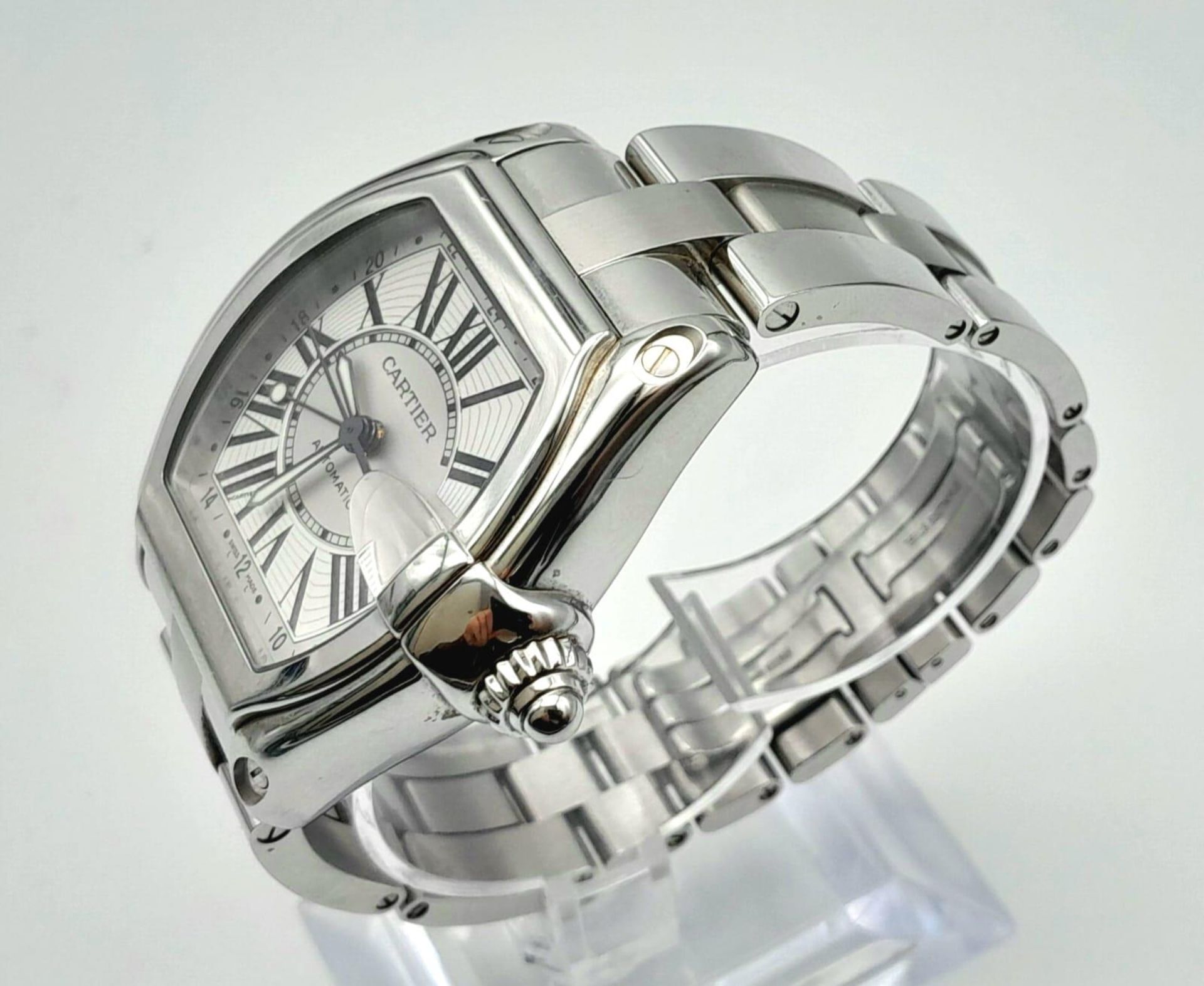 A Cartier Roadster Automatic Gents Watch. Stainless steel strap and case - 40mm. Two tone silver - Image 2 of 5