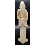 A Large Antique Chinese Hardstone Hand-Carved Figure of an Immortal. 31cm height.